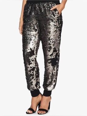 Loft | Petite  Classic Black Sequin Jogger Pants | Size LP